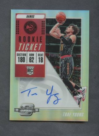 2018 - 19 Contenders Optic Rookie Ticket Trae Young Hawks Rc Auto 5