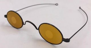 Rare 19th Century Yellow Tinted Partial Frosted Shooting Spectacle Glasses