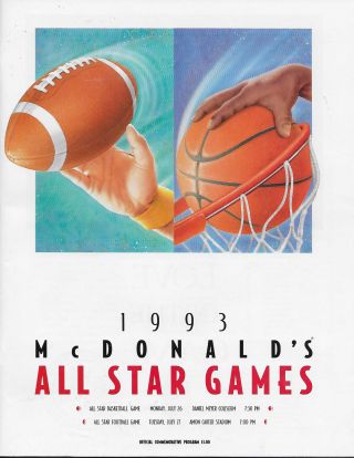 1992 &1993 Mcdonalds Texas High School All Star Games Fb & Hoops W/ticket Stub