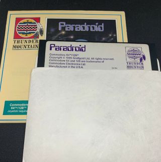 Vintage Commodore 64 Game Paradroid Floppy With Insert 5 1/4