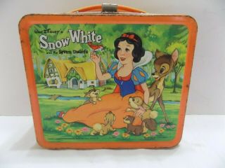 Vintage Disney Tin Lunchbox Lunch Box Snow White & 7 Seven Dwarfs Aladdin Wdp