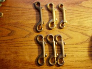 Vintage Brass/ Bronze Marine Nautical Boat Double Ended Snap Clips Clasp Hooks