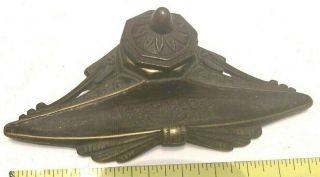 Vintage Brass Inkwell Fountain Pen Rest Stand Porcelain Ink Cup