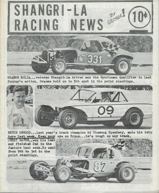 1968 Shangri - La Speedway Modified Program - Graeme Bolia - Db
