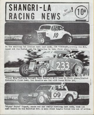 1968 Shangri - La Speedway Modified Program - Bryon Osgood - Db
