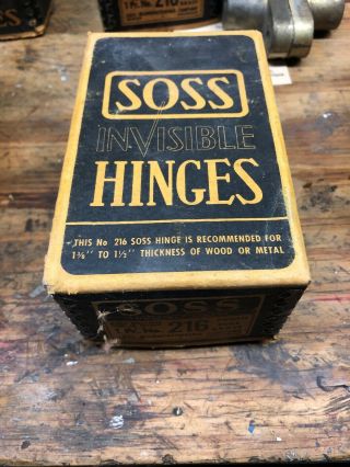 (8) Soss Invisible Hinges 216 Vintage Dull Brass 4.  5” Tall X 3” But Aged.
