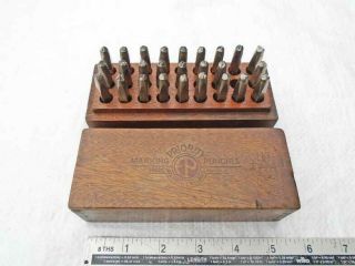 Vintage Wooden Cased Set Of Steel 1/8 " Number Stamp Punches By Pryor Q Absent