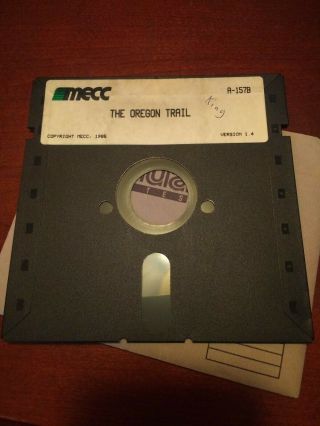Mecc Oregon Trail Apple Ii Iie 5.  25 " Floppy Disk Version 1.  4 Vintage Game
