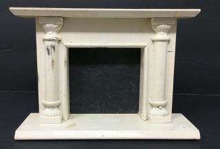 Vintage Wood Dollhouse Miniature Hand Painted White Fireplace Furniture
