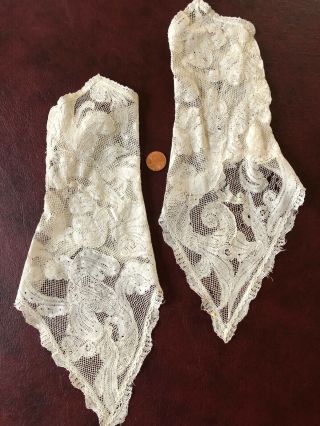 Extraordinary Pair Victorian Sleeves Of 17th C.  Milanese Bobbin Lace Collector