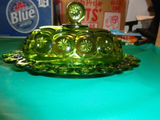 Vintage L.  E.  Smith Green Moon & Stars Stick Butter Covered Dish