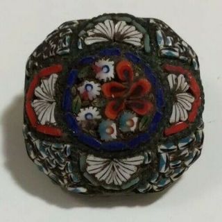 Rare Antique Micro Mosaic Pin Brooch,  Italy