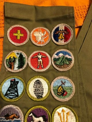 Vintage Boy Scout BSA Merit Badge Sash With 21 Merit Badges 2