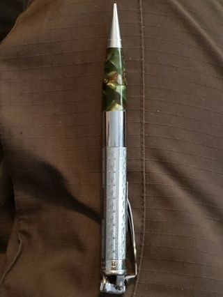 Vintage Ronson Penciliter Green? And Chrome Lighter And Mechanical Pencil