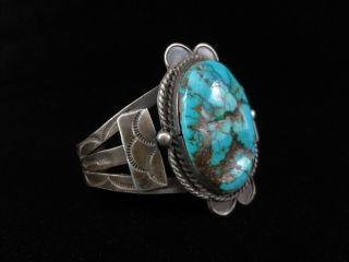 Antique Navajo Bracelet - Coin Silver and Turquoise 3