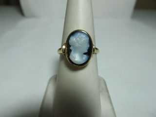 Antique 14k Solid Gold Ring With 1 Piece Stone Cameo