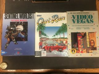 Ibm - Pc Boxed Games - Outrun,  Sentinel Worlds I And Video Vegas