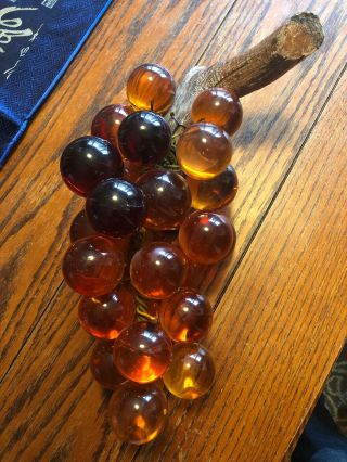 Vintage Amber Glass Grapes On Vine