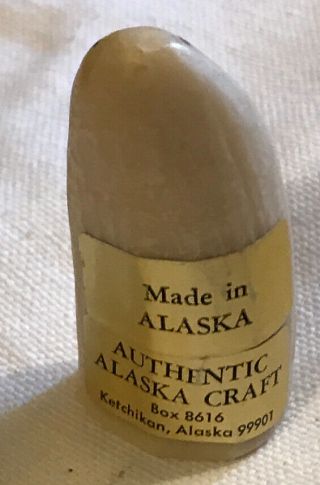Vintage Billiken authentic Alaska Craft label tooth shape good luck figure 2 1/4 2