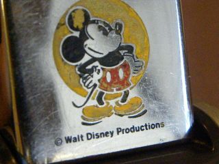 Walt Disney Productions Mickey Mouse Zippo Lighter 1972 Full Size Vintage Great