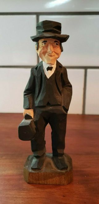 Vintage Wood Carving Of M.  D Doctor By Hannah