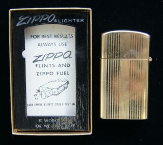 1950 ' s ZIPPO Lighter 10k Gold Filled Engraved Scroll 5 Barrel w Box/Info B1321 2