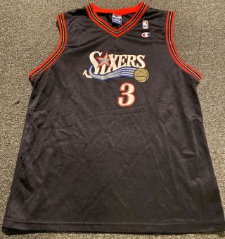 Vtg 90s Champion Philadelphia 76ers Sixers Allen Iverson Jersey Youth Xl (18 - 20)