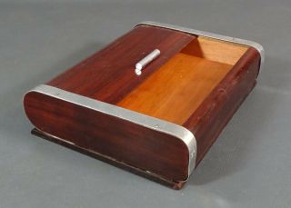 Antique Art Deco Wood Wooden Tobacco Cigar Humidor Box Holder Case W/ Roll Top