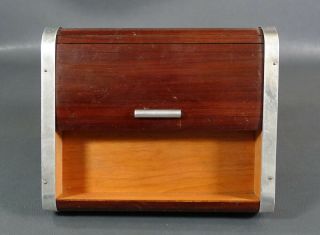 Antique Art Deco Wood Wooden Tobacco Cigar Humidor Box Holder Case w/ Roll Top 2