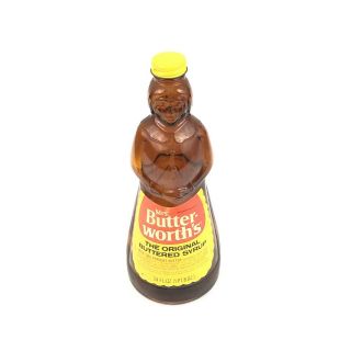 Mrs.  Butter - Worth’s Vintage Syrup Glass Bottle W/ Metal Cap 24oz Kitchen Decor