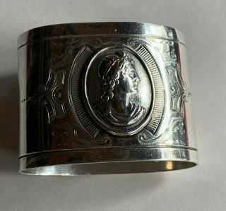 Antique American Medallion Pattern Coin Silver Napkin Ring 1860 