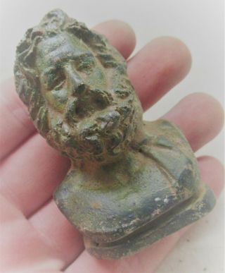 Circa 200 - 300ad Ancient Roman Bronze Senatorial Bust Of A Bearded Male Rare