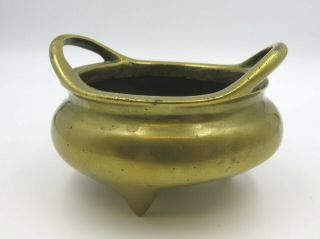 Antique Chinese Small Bronze Tripod Censer Bowl with 6 - Character Mark (425g) 2