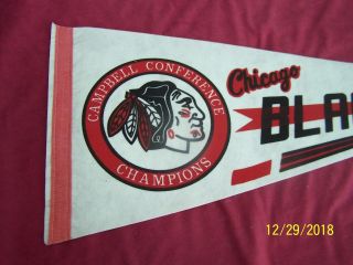 NHL CHICAGO BLACKHAWKS Campbell Conference Champions - Vintage Hockey Pennant 3