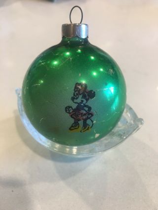 1950’s Vintage Walt Disney Minnie Mouse Glass Ball Christmas Ornament Usa