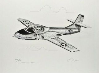 Cessna T - 37 " Tweet " Limited Edition Pen&ink Aviation Art Print