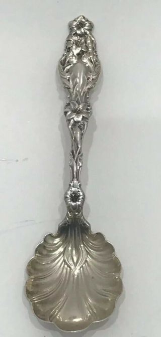 Whiting Lily Sterling Silver 6” Serving Jam Spoon 1902 No Monogram