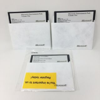Microsoft Entertainment Pack Volume 1,  2 And Soundbits Floppy Disk 5.  35” Vintage