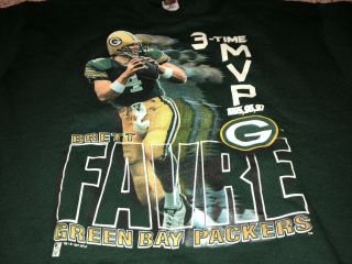 Vintage 1990s Brett Favre Green Bay Packers 3 - Time Nfl Mvp 95/96/97 Sweatshirt