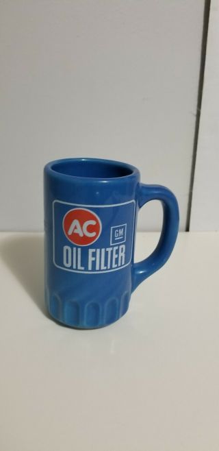 Vintage Ac Delco Gm Oil Filter Shaped Coffee Mug Cup Blue