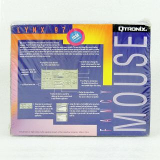 Vintage Retro Qtronix Lynx 97 Fancy Mouse 2 - Buttons PS/2 Windows Gray Purple 2