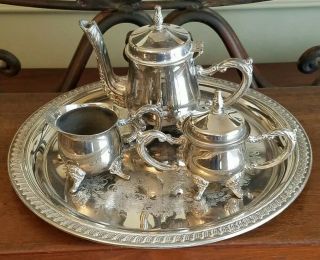 Vintage Godinger Silver Plated Tea & Coffee Miniature 4 Pc Set Paul Revere Smith