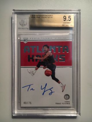 Trae Young 2018 - 19 Encased Rookie Notable Signatures Auto /75 Sp Rc Bgs 9.  5/10