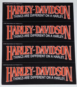 Vintage 1987 Harley - Davidson Stickers - Sheet Of Four