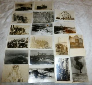18 Wwi Vintage Us Navy Ships Soldiers Band Real Photo Postcards Rppc Troops
