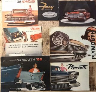 8 Vintage 1956 - 1959 Plymouth Car Advertising Brochures & Booklets