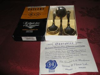 Vintage Bennett & Heron A1 Silver Plated Soup Spoons Kings Pattern Boxed
