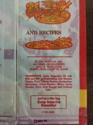 1972 Doritos Nacho Cheese Flavor Tortilla Chip Bag Frito - Lay 3