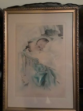 Rare Bessie Pease Gutmann Print Titled A Double Blessing 643 Frame