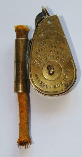 Vintage Erie Cigar Lighter Cap & Tinder Cord Lighter Pat.  Nov.  6,  1877 Antique